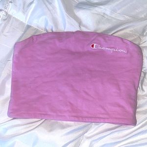 pink champion crop tube top